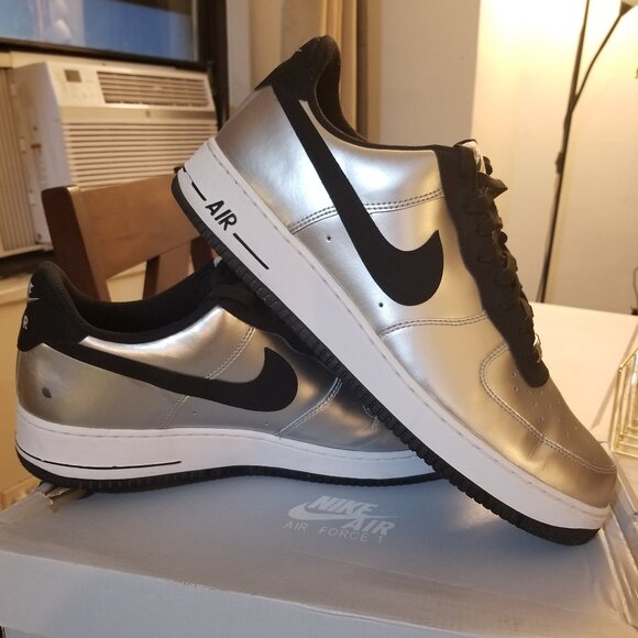 Nike Air Force 1 Low (Metallic Silver/Black/White) in Men's Size 14 **Rare Find* - Picture 1 of 5